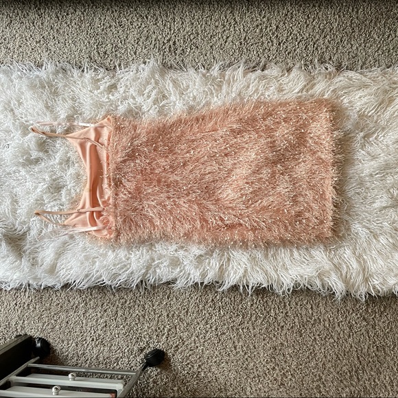 Blush Pink Fuzzy Party Dress - Picture 2 of 2
